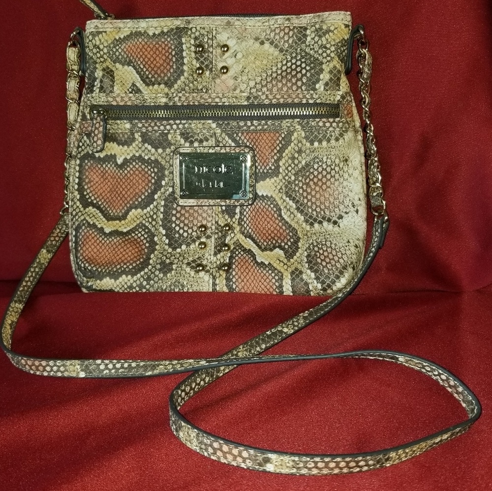Nicole Miller Snake Skin Cross Body Purse